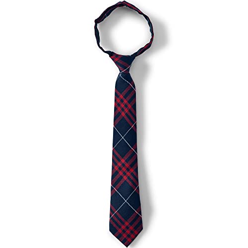Lands' End Uniform Boys Pre Tied Plaid Tie Classic Navy Large Plaid Small (4-6)