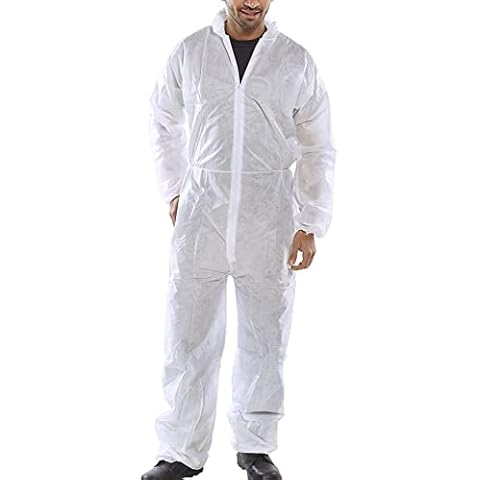 Workwear World WW208 Disposable White Boiler Suit Protective Zipped Coverall With Hood Sizes M-XXL (M) Cover