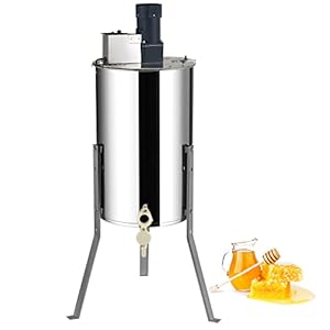 VEVOR Electric Honey Extractor 2/4 Frame, Stainless Steel Beekeeping Extractor Equipment, Honeycomb Drum Spinner with Adjustable Stand and Clear Lid, Pro Apiary Centrifuge Extraction Equipment