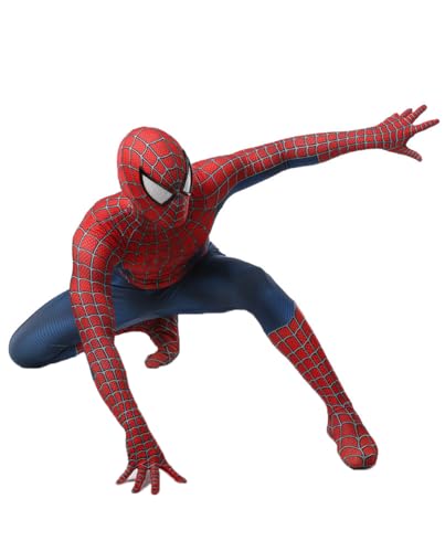 Halloween Cosplay Costume Superhero Spandex Jumpsuit Bodysuit Costume Mask 3D Style (Red,...