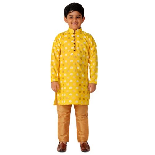 Image of Pro-Ethic Style Developer Kurta Pajama For Kids Boys | Cotton | Floral Print | Ethnic Wear (S-204)