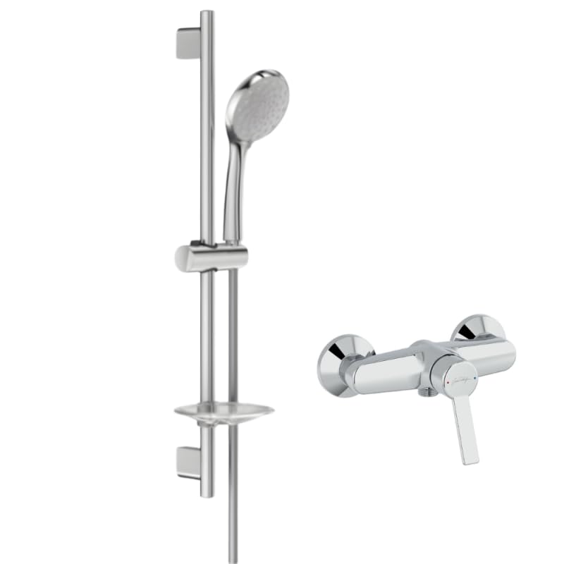 Mitigeur de douche JACOB DELAFON Eo robinetterie murale et combiné de douche Awaken chromé