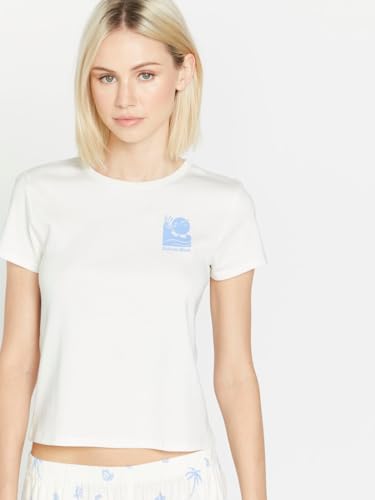 Image of Volcom Women's Have a Clue Short Sleeve Tee - Fitted T-Shirt with Striped Neck Taping