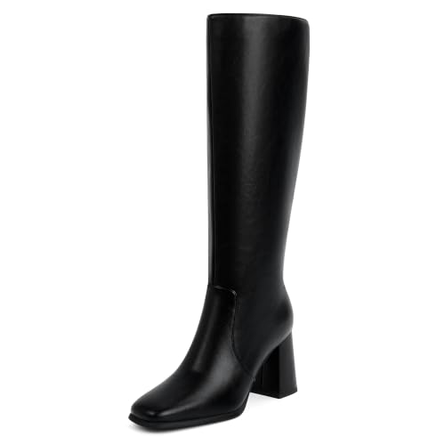Image of Modatope Knee High Boots Women Square Toe Chunky Heel Fashion Tall Boots | Block Heel Gogo Boots with Side Zipper,Fashion Heeled Fall Winter Boots,Long Dressy Boots for Women