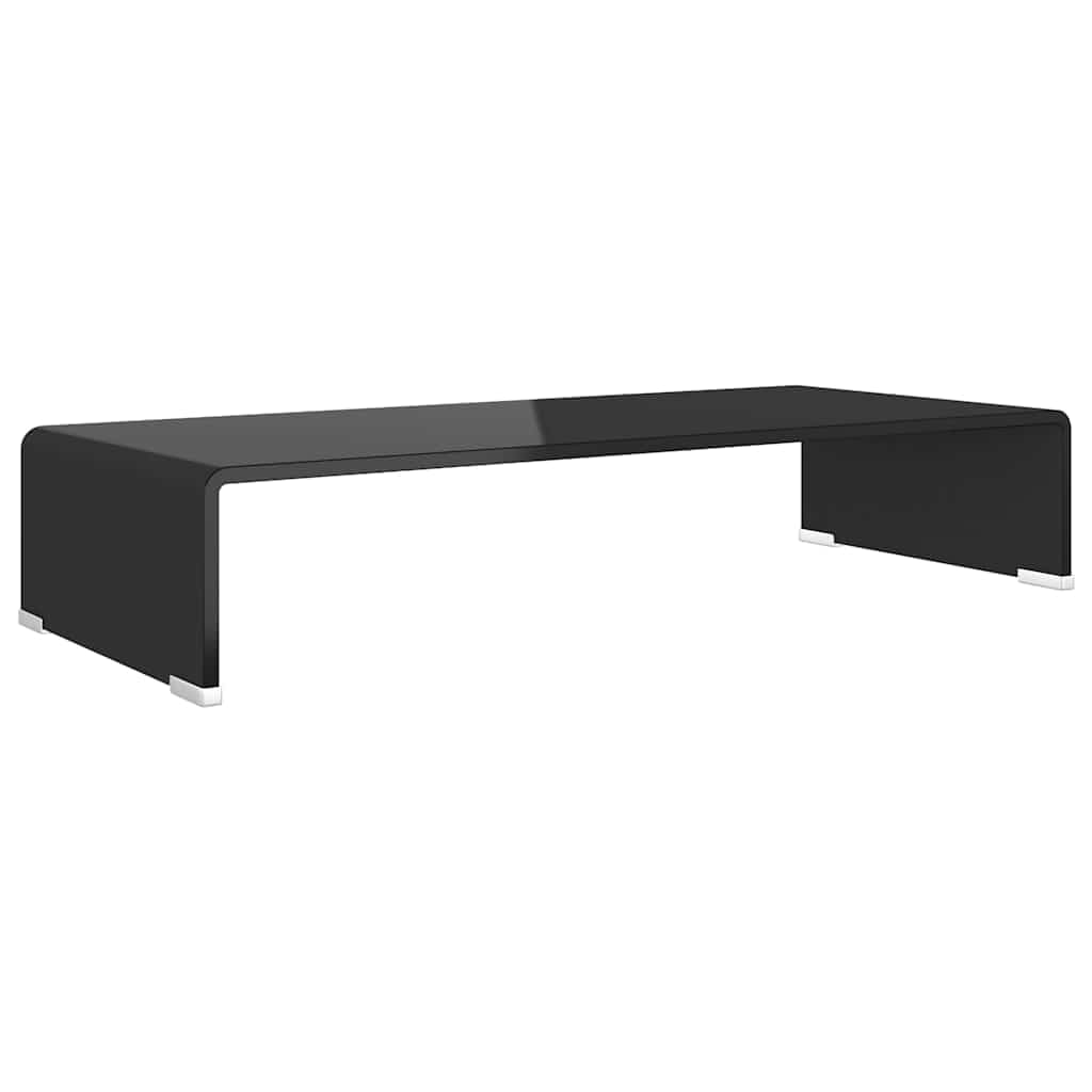 Szklana podstawka pod monitor i telewizor 70x30x13 cm hartowane szkło czarna półka na biurko pod laptop konsolę DVD router oszczędność miejsca ergonomiczny kąt widzenia
