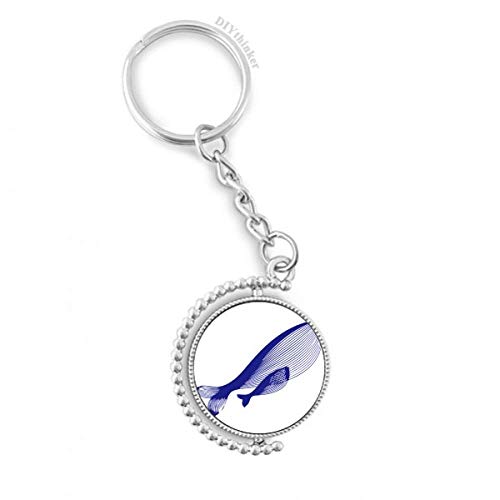 Porte-clés baleine bleue rotatif anneau 1,2x3,5 pouces pour sac et clés