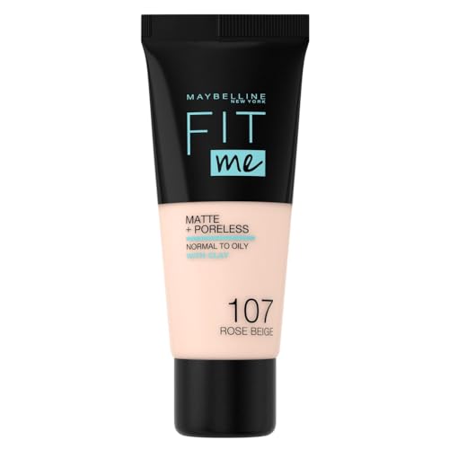Maybelline New York Fit Me ! Fond de Teint Ton sur Ton Matifiant 107 Rose Beige 1 Unité