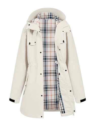 PITINAN Rain Jacket Women Waterproof Raincoat Womens Trench Coat Womens Rain Jacket With Hood...