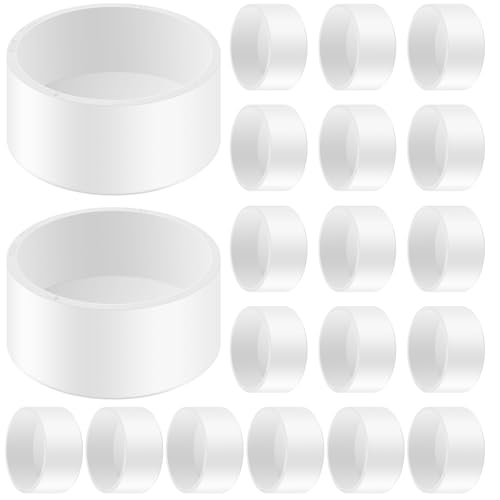 Image of 20 Packs 4 Inch PVC Pipe End Cap, Fits 4.5 inch OD Schedule 40 Furniture Grade, Heavy Duty Slip-on Caps for DIY Furniture, Garden Shelf, White