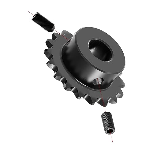 Image of 18 Tooth Roller Chain Sprocket B Type Hardened Teeth, 25 Chain Sigle Strand 1 /4-Inch Pitch, 12mm Bore Black Oxide C45 Carbon Steel with Fasten Screws for 04C Chain