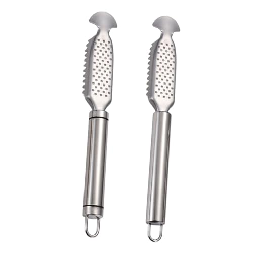 Hemobllo Herramienta para Quitar Escamas De Pescado De Acero Inoxidable 2 Piezas Mango Doble y Redondo, Descamador Metálico Ligero para Limpiar El Vientre, Uso Cocina Doméstica