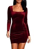 cailami Women's Sexy Bodycon Long Sleeve Velvet Elegant Mini Homecoming Party Dresses, Large,...