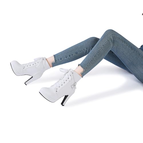 susanny high heel boots for womenwomens platform boot heels sexy round toe lace up high heels mid calf boots