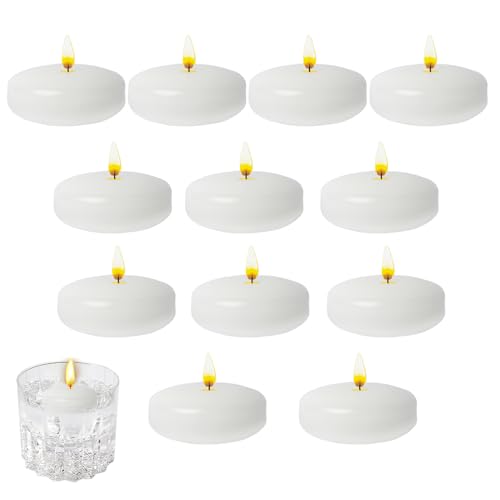 Bougies chauffe-plat flottantes blanc chaud | Lot de bougies rondes à combustion longue pour vases