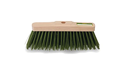 Piantallegra - Scopa da esterni di alta qualità con base in legno e setole di fibra verde rigida; senza manico, attacco universale