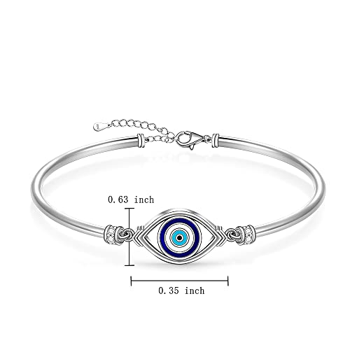 Evil Eye Bracelet for Women Sterling Silver Greek Turkish Blue Evil Eye Bangle Bracelets Adjustable Good Luck Protection Jewelry White Gold Cute Mothers Day Gifts2