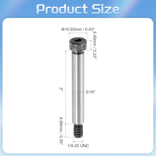 QUARKZMAN Legierungstahl Sechskantkopf Schulter Schrauben, 2 Schulterlänge, 5/16 Schulterdurchmesser, 5/16-20 UNC Gewinde, 12 Stück