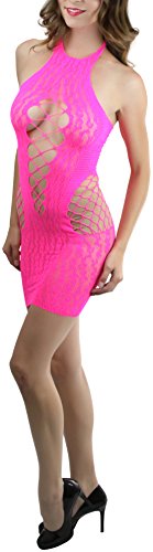 Image of ToBeInStyle Women's Stretch See Through Fishnet Novelty Mini Rave Party Dress