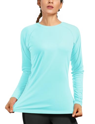 Image of Women's Long Sleeve UPF 50+ UV Sun Protection Shirts Athletic Rash Guard Swim Shirt /Hoodie for Outdoor Diving Hiking