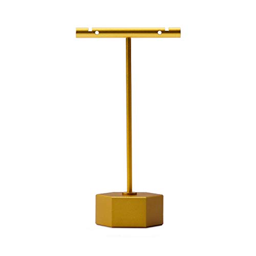 Oilrv Copper Metal Earring Display Stand Small T Stand Women Girls Earring Holder for Jewelry Trade Show/Retail Store/Countertop Jewelry Photography Props(Hexagonal Base) - Thumbnail 3