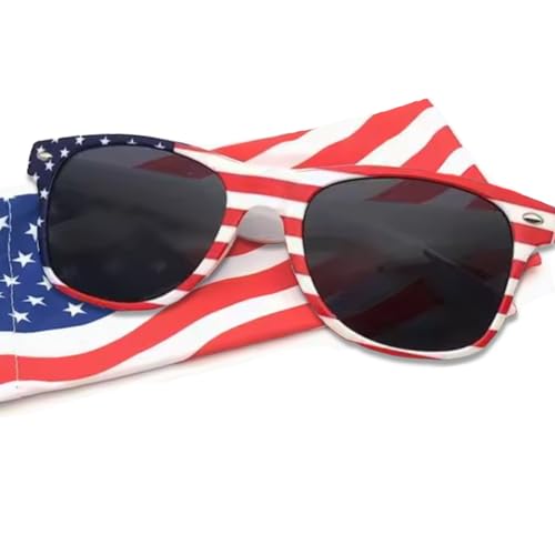 Holiday Hero USA Sunglasses, Free Case, Packs of 1-25, American Flag Sunglasses for Men Women, UV protection July 4