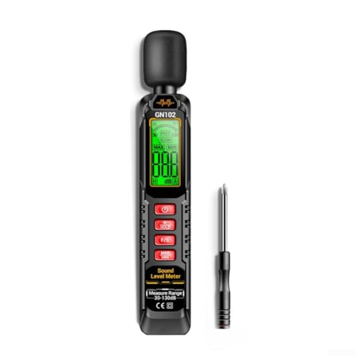 Medidor de decibelios portátil GN102 con chip alto, medición de ruido en tiempo real 30 130 dB, ideal para diversas aplicaciones (sin baterías))