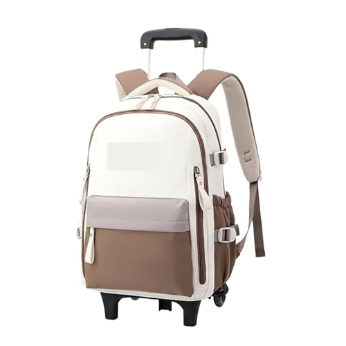 WLIHDB Mochila con Ruedas Mochila con Ruedas for niños, Mochila for niñas, for, Mochilas de Viaje for Mujeres para Hombre Y Mujer(Brown,Two Wheels)