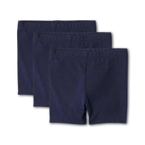 Amazon Essentials Pantalones Cortos de Ciclismo de Punto Elástico de Algodón Bebé-Niñas, Paquete de 3, Azul Marino, 3-6 meses