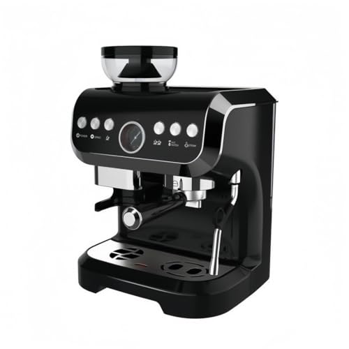 TVT 110V 全自動コーヒーマシン コーヒーメーカー 牛乳泡立ちの蒸気杖を備えたプロのエスプレッソメーカー ミルク泡立て器付きコーヒーメーカー スチームワンド内蔵 簡単お手入れ 業務用 家庭用 新年・新築祝い・誕生日ギフト (ブラック)