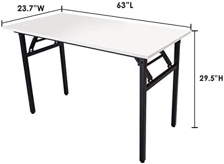 Halter Folding Computer Table, 63 Inches, White Desk with Black Frame