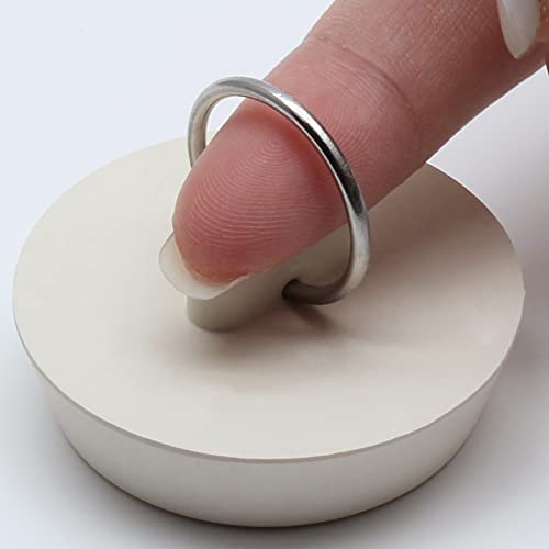 Bonsicoky 2Pcs Rubber Drain Stopper Fits 1-5/8 Inch to 1-3/4 Inch, Bathtub Drain Plug with Hanging Ring, Bathtub Stopper Plug for Kitchen and Bathroom, White - Thumbnail 5