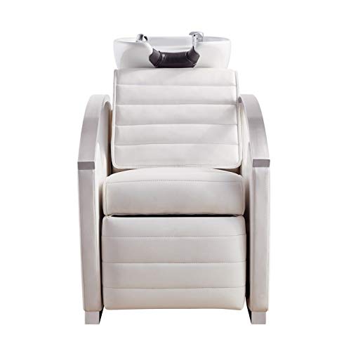 Dir Beauty Salon Full Body Massage Shampoo Backwash Unit with Tilting Ceramic Sink Station Reclining Backrest & Electrical Adjusting Footrest Bella