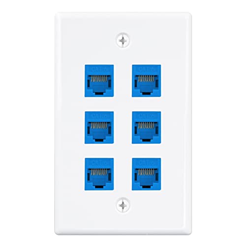 Plaque murale Ethernet 6 ports Cat6 bleu avec coupleur RJ45 Iwillink