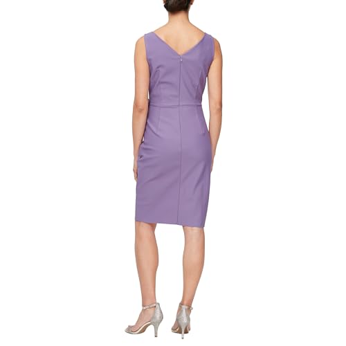 Image of Alex Evenings Women's Slimming Short Ruched Dress with Ruffle (Petite and Regular)