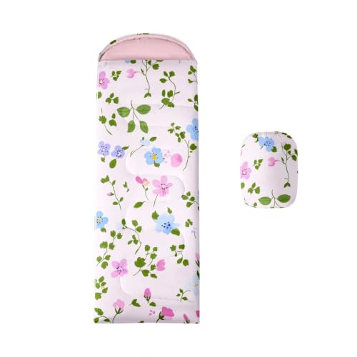 Feelyou Bolsa de Dormir para Camping Rosa Blanco, cálida para clima frío, 3 estaciones, para camping, viajes y actividades al aire libre miniatura 1