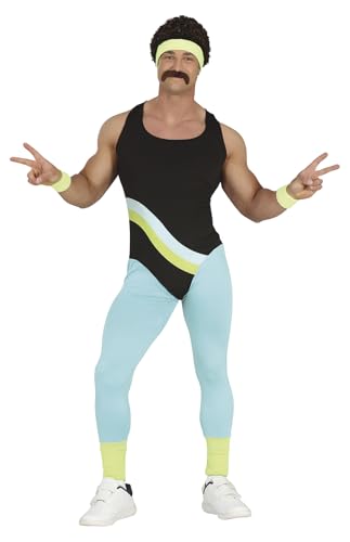 FIESTAS GUIRCA | Costume de Gimnasta des Années 80 pour Homme (48-50/M) - Combinaison Sportive - Costumes Années 80, Sport et Fêtes Déguisées - Idéal pour Adultes à Halloween et Carnaval