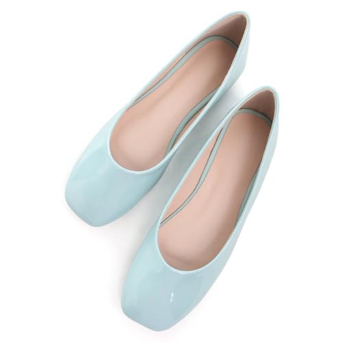 Image of ChaiRong Zhou Women Square Toe Ballets Flats Comfort Slip On Walking Shoes for Driving