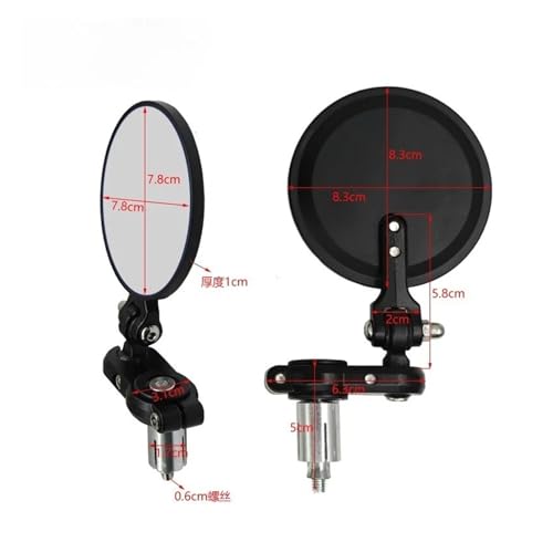 Espejo moto lateral universal plegable de 22mm juego de retrovisores negro blanco 2
