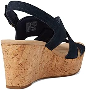 Clarks Women's Rose Erin Wedge Sandal, Navy Nubuck, 9 | Image 4