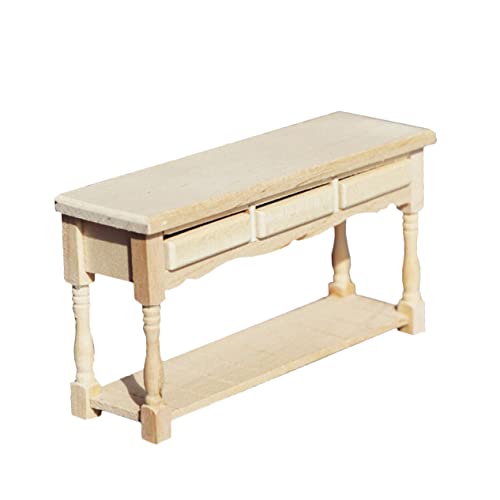 FELTECHELECTR 1:12 Dollhouse Furniture Set Mini Wooden Desk Model for Boys and Girls' Room Decor