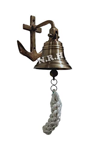 Campana in ottone finitura antica con ancoraggio nave nave nave montaggio parete decorazione campana