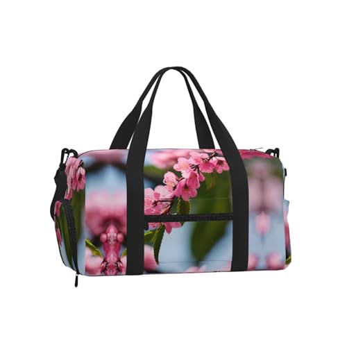 Bolsa de equipaje deportiva con flores de cerezo perfecta para tus escapadas y el gimnasio