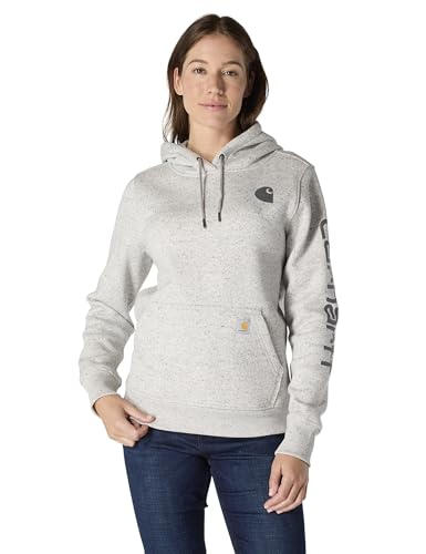 Carhartt Women's Relaxed Fit Midweight Logo Sleeve Graphic Sweatshirt, Asphalt Heather Nep, X-Large