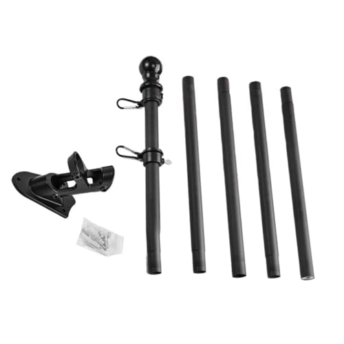 Support de mât de drapeau mural réglable noir mat 1,8m pour jardin - 6