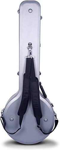 Image of Crossrock ABS Molded Banjo Case for 5-String Resonator & Tenor | Backpack Style, Locking Latch, Plush Interior - Lightweight Hardshell Protection-Silver (CRA861BJSL)