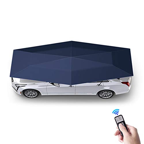 LLC-POWER Automatic Folding Remote Control Car Umbrella with Removable Charger, Effectively Reduce Car Interior Temperature, Remote Electric Deployment, L165XW90.5In,Blue