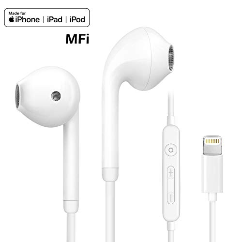Lighting Earbuds, Popa in-Ear Headphones Earphones with Microphone and Remote, MFi Certified, Compatible