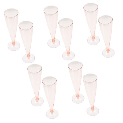 PRETYZOOM 10pcs Disposable Goblet Glasses Mimosa Flute Wedding Pink Wine Tasting Party Supplies Stemless Cup Bachelorette Glitter Cocktail Plastic Goblet Wine Goblets Rosy Plastic