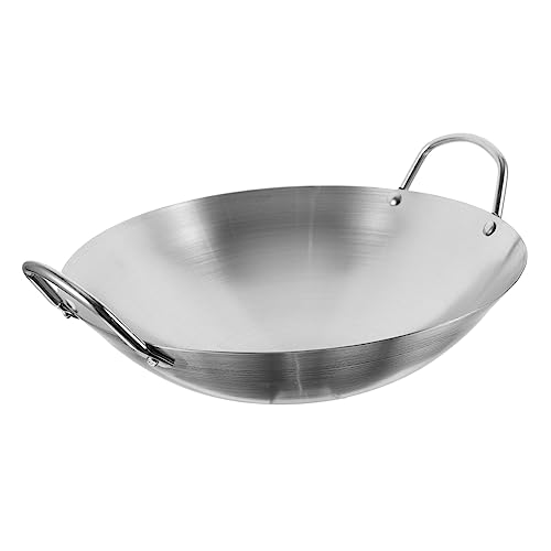 Wok de acero inoxidable con doble asa para cocina miniatura 1