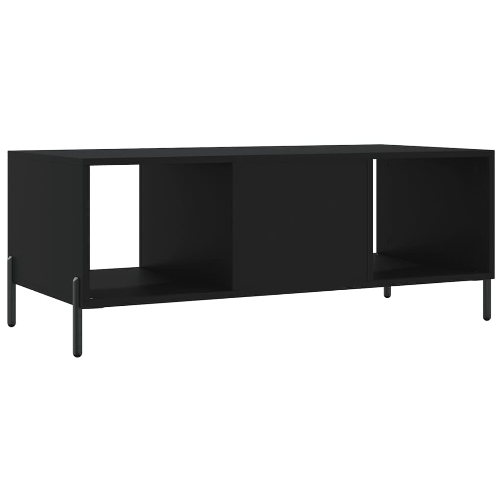 Stolik kawowy czarny 102 x 50 x 40 cm z materiału drewnopochodnego z 3 półkami i wytrzymałym blatem z żelaznymi nogami